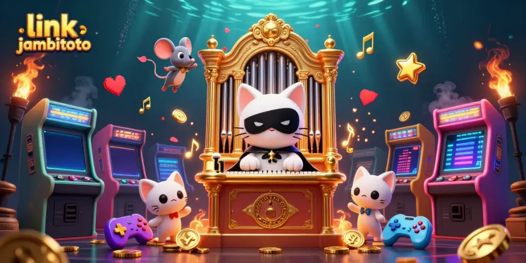 Experience the thrill at link jambitoto with a 3D casino scene featuring gaming characters and vibrant elements.
